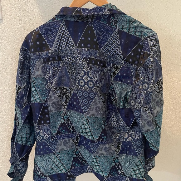 Turquoise and Blue Patchwork Jacket by Coldwater Creek (Size PL) - Picture 6 of 9